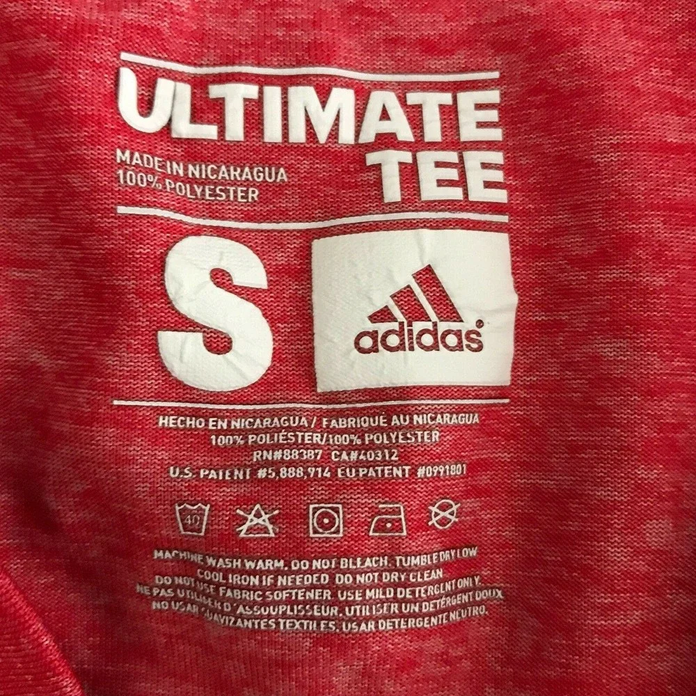 Adidas T-Shirt Womens Sz S Red Knit Athletic V-Neck Ultimate‎ Running Workout